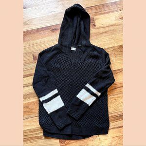 So Authentic American Heritage Womens Black Soft Cable-knit sweater w/Hoodie